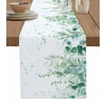 thumbnail image 1 of Table Runner 120 Inches Long for Kitchen Dining, Teal Botanical Dresser Scarf Farmhouse, Dining Table Decorations for Wedding/Parties, Spring Weeping Eucalyptus Leaves 13 x 120 In, 1 of 9