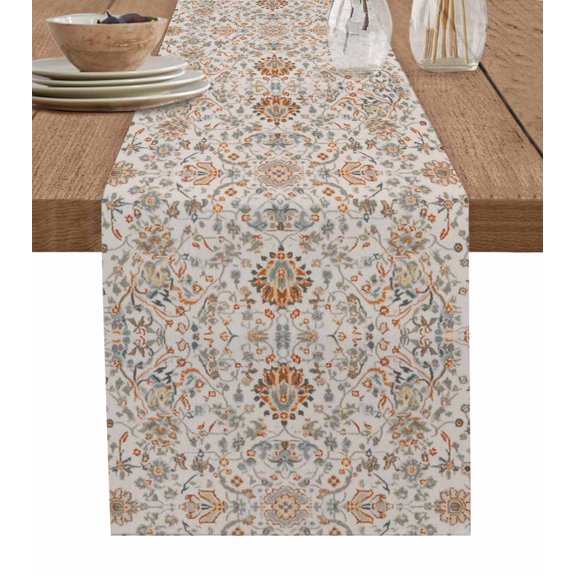 Table Runner 120 Inches Long for Kitchen Dining, Vintage Boho Dresser Scarf Farmhouse, Dining Table Decorations for Wedding/Parties, Retro Southwestern Ethnic Mexican Floral 13 x 120 In