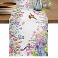 thumbnail image 1 of Table Runner 120 Inches Long for Kitchen Dining, Watercolor Flowers Dresser Scarf Farmhouse, Dining Table Decorations for Wedding/Parties, Spring Hummingbird Butterflly Floral 13 x 120 In, 1 of 8