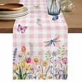 thumbnail image 1 of Table Runner 120 Inches Long for Kitchen Dining, Wildflowers Dresser Scarf Farmhouse, Dining Table Decorations for Wedding/Parties, Spring Watercolor Tulip Floral Leaf Pink Plaid 13 x 120 In, 1 of 8