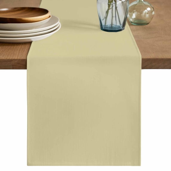 Table Runner 120 Inches Long for Kitchen Dining, Yellow Solid Color Dresser Scarf Farmhouse, Dining Table Decorations for Wedding/Parties, Aesthetics Contemporary Luxury 13 x 120 In