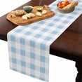 thumbnail image 1 of Table Runner 120 Inches Long,Simple Spring Blue White Lattice Linen Table Runners Dresser Scarf Runner for Bedroom Kitchen Home Party Dining Tables Decor Farmhouse Simplistic Gingham, 1 of 8