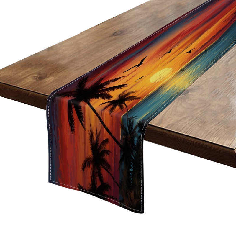 Table Runner 13*72 In,Set Of 1 Beautiful Sunset Over The Ocean With ...