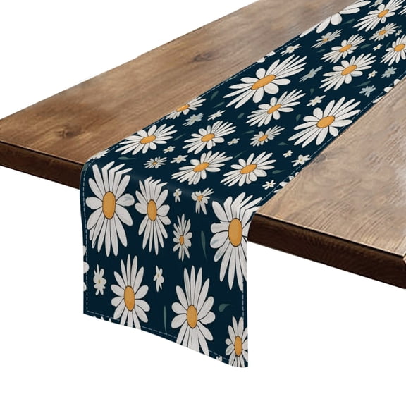 Table Runner 13*72 In,Set Of 1 Cute Daisy Pattern Simple Flat Illustration With Vector Art Style High Density Cotton Linens Machine Washable Table Runner For Kitchen Dining Table Coffee Table Decor