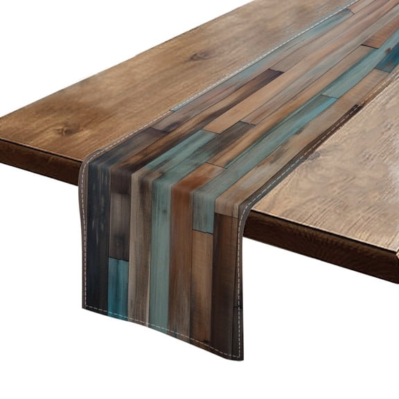 Table Runner 13*72 In,Set Of 1 Wooden Wall With Aged Finish And Featuring Weathered Textures High Density Cotton Linens Machine Washable Table Runner For Kitchen Dining Table Coffee Table Decor