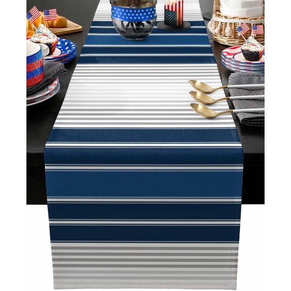 Table Runner 13.8x71inch Stripe Country Farmhouse Minimalist Waterproof Table Cloth Holiday Kitchen Dining Table Decorations for Indoor Outdoor Home Party Coffee