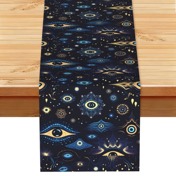 Table Runner 13 x 72 Inch Table Scarf for Dining Room, Dresser, Mantel, Holiday Decor, Cool Magic Evil Eyes