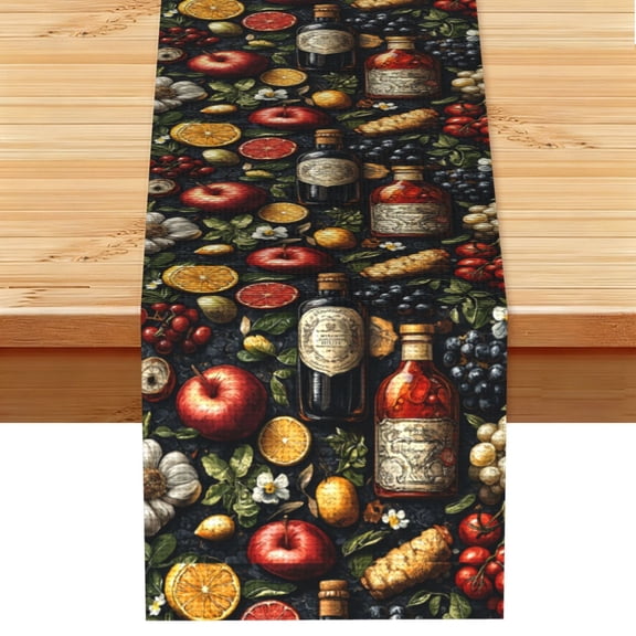 Table Runner 13 x 72 Inch Table Scarf for Dining Room, Dresser, Mantel, Holiday Decor, Italian Theme Pattern Funny