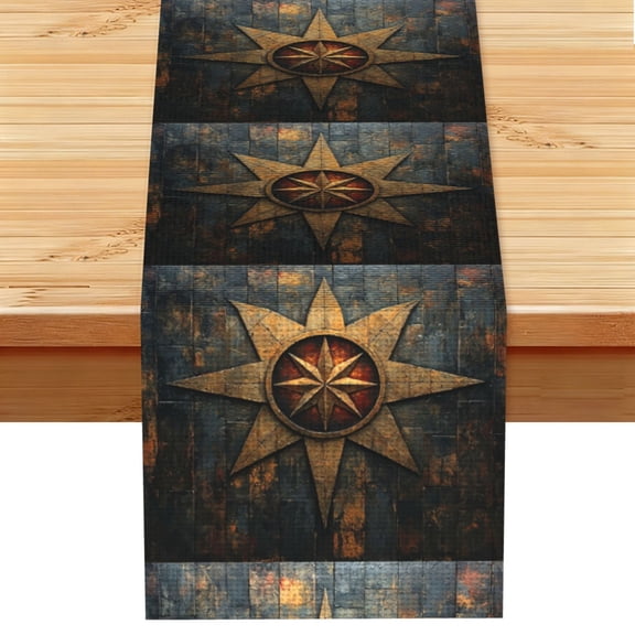 Table Runner 13 x 72 Inch Table Scarf for Dining Room, Dresser, Mantel, Holiday Decor, Magic Rune Stars