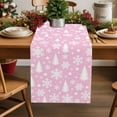 thumbnail image 1 of Table Runner 13x36in Inches Long, Abstract Geometric Tree StarLinen Washable Dresser Scarf Winter Snowflake on PinkKitchen Dinning Tablerunners for Holiday/Party/Wedding/Home Tables Decor, 1 of 9