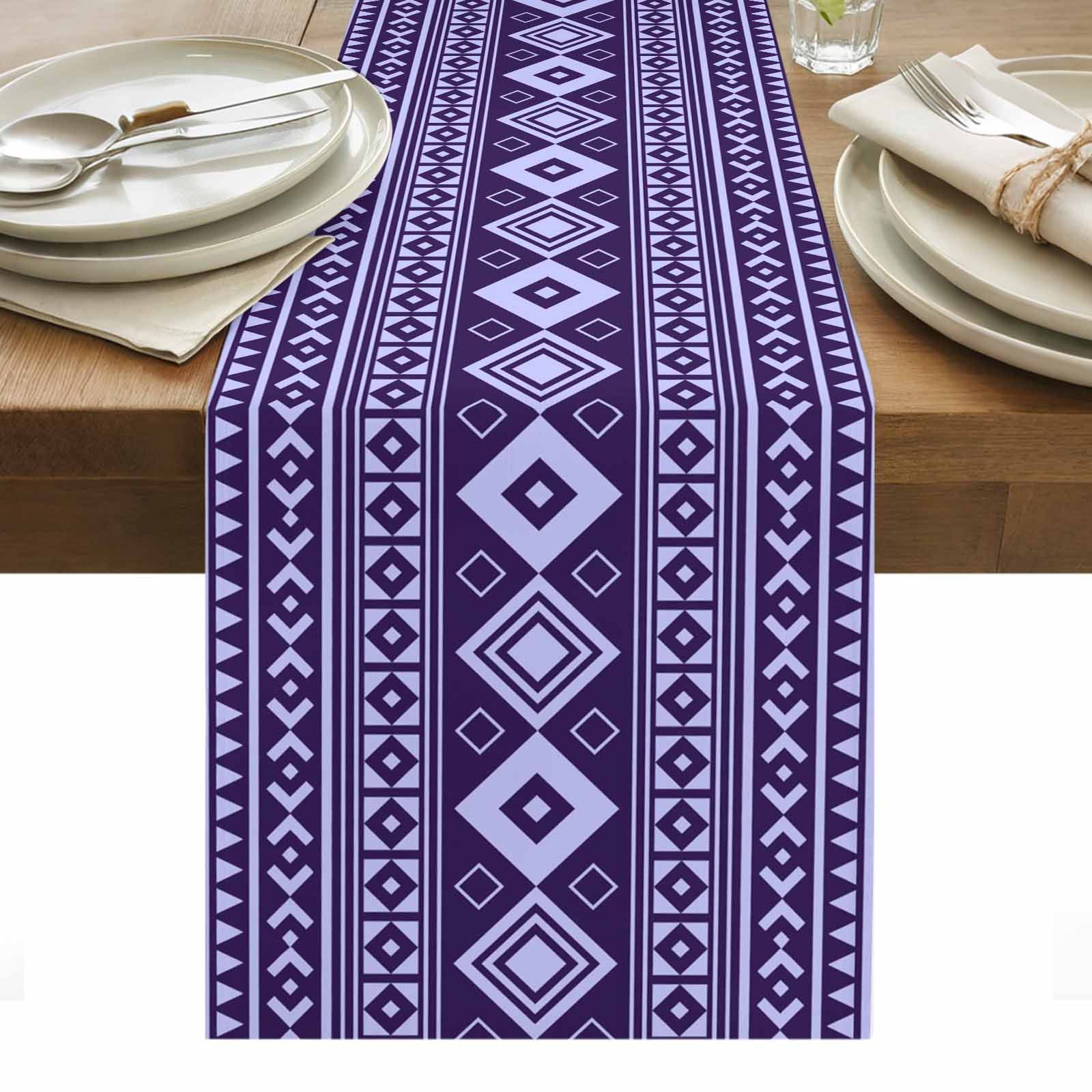purple dresser scarf Table Runner 13x70in Long, Purple Rose Blossom Floral Linen Washable  Dresser Scarf Modern Abstract Art Kitchen Dinning Tablerunners for