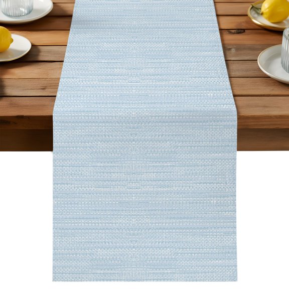 Table Runner 13x36in Long, Minimalist Light Blue Linen Washable Dresser Scarf Vintage Linen Weave Textured Kitchen Dinning Tablerunners for Holiday/Party/Wedding/Home Tables Decor