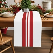 Table Runner 13x70in Inches Long, Christmas Day Red White StripesLinen Washable Dresser Scarf Modern Holiday StripedKitchen Dinning Tablerunners for Holiday/Party/Wedding/Home Tables Decor