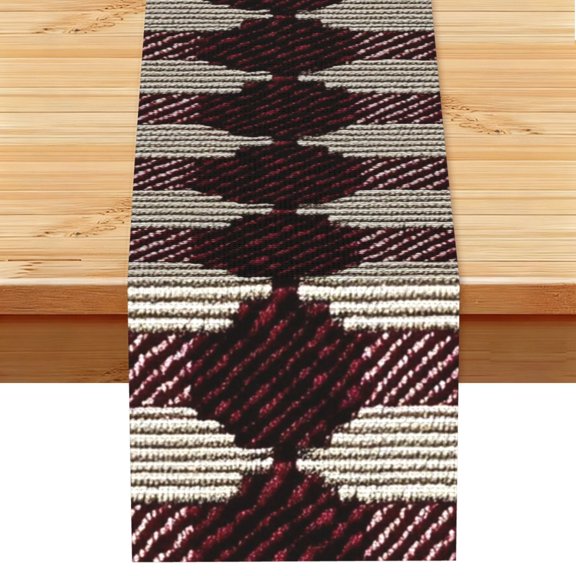 Table Runner 13x72in Linen Look Polyester Rustic Farmhouse Decor For Dining Table Kitchen Coffee Mantel Office Wedding Crimson Modern Houndstooth Texture_3
