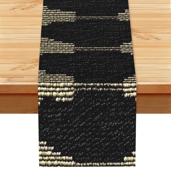 Table Runner 13x72in Linen Look Polyester Rustic Farmhouse Decor For Dining Table Kitchen Coffee Mantel Office Wedding Darkvoilet Houndstooth Checkered_1