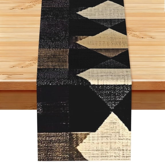 Table Runner 13x72in Linen Look Polyester Rustic Farmhouse Decor For Dining Table Kitchen Coffee Mantel Office Wedding Darkvoilet Houndstooth Checkered_2