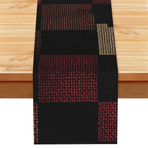 Table Runner 13x72in Linen Look Polyester Rustic Farmhouse Decor For Dining Table Kitchen Coffee Mantel Office Wedding Darkvoilet Houndstooth Checkered_3