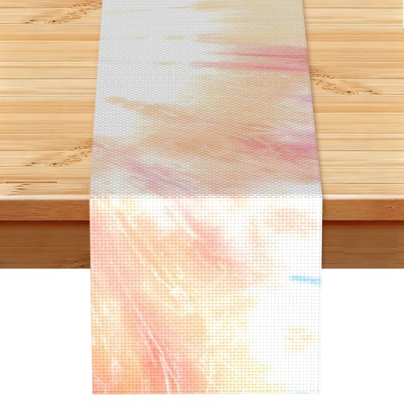 Table Runner 13x72in Linen Look Polyester Rustic Farmhouse Decor For Dining Table Kitchen Coffee Mantel Office Wedding Lightgrey Tie-Dye Background Vibrant Colors And Swirling (3)