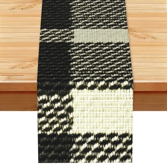 Table Runner 13x72in Linen Look Polyester Rustic Farmhouse Decor For Dining Table Kitchen Coffee Mantel Office Wedding Olive Houndstooth Buffalo Plaid Tartan Check Scotland_3