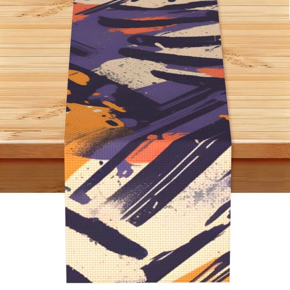 Table Runner 13x72in Linen Look Polyester Rustic Farmhouse Decor For Dining Table Kitchen Coffee Mantel Office Wedding Tiger Print Style Mediumpurple_2