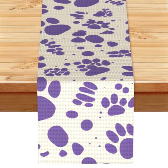 Table Runner 13x72in Linen Look Polyester Rustic Farmhouse Decor For Dining Table Kitchen Coffee Mantel Office Wedding Tiger Print Style Mediumpurple_3