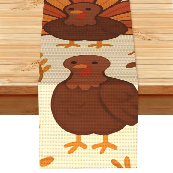 Table Runner 13x72in Linen Look Polyester Rustic Farmhouse Decor For Dining Table Kitchen Coffee Mantel Office Wedding Colorful Turkey Pattern