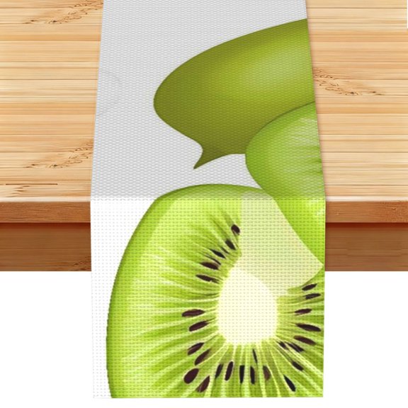 Table Runner 13x72in Linen Look Polyester Rustic Farmhouse Decor For Dining Table Kitchen Coffee Mantel Office Wedding Kiwi Fruit