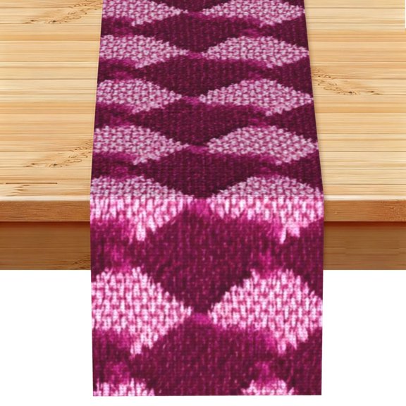 Table Runner 13x72in Linen Look Polyester Rustic Farmhouse Decor For Dining Table Kitchen Coffee Mantel Office Wedding Magenta Houndstooth_4