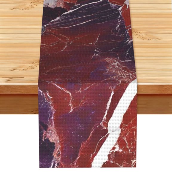 Table Runner 13x72in Linen Look Polyester Rustic Farmhouse Decor For Dining Table Kitchen Coffee Mantel Office Wedding Mediumvioletred Marble_2