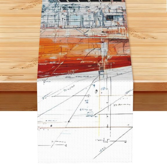 Table Runner 13x72in Linen Look Polyester Rustic Farmhouse Decor For Dining Table Kitchen Coffee Mantel Office Wedding Naval Vessels A Road
