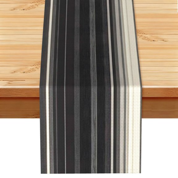 Table Runner 13x72in Linen Look Polyester Rustic Farmhouse Decor For Dining Table Kitchen Coffee Mantel Office Wedding Pale Violet Grey Stripe_1