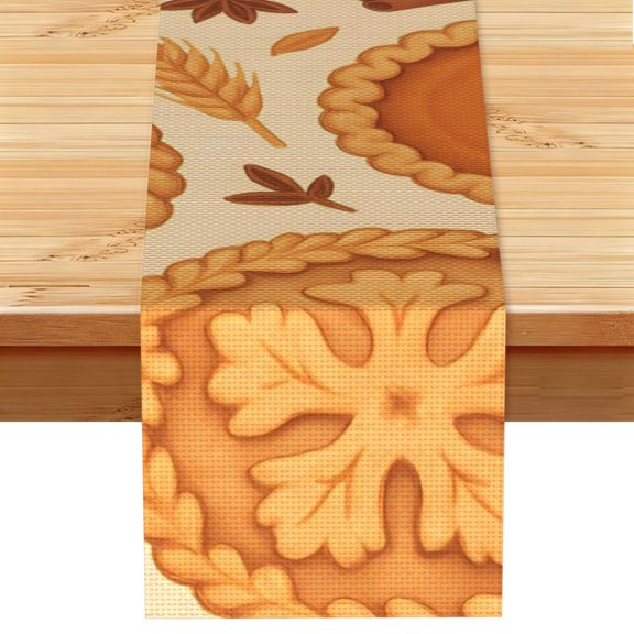Table Runner 13x72in Linen Look Polyester Rustic Farmhouse Decor For Dining Table Kitchen Coffee Mantel Office Wedding Thanksgiving Pie Pattern
