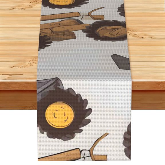 Table Runner 13x72in Linen Look Polyester Rustic Farmhouse Decor For Dining Table Kitchen Coffee Mantel Office Wedding Tractor-Trailer Truck