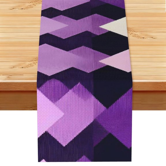 Table Runner 13x72in Linen Look Polyester Rustic Farmhouse Decor For Dining Table Kitchen Coffee Mantel Office Wedding Violet Retro Houndstooth_1