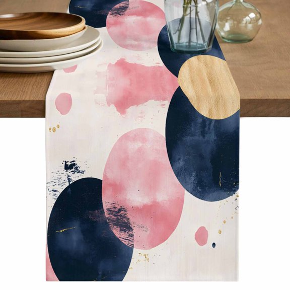 Table Runner 36 Inch Long - Bohemian Minimalist Color Block Decorative Table Scarf, Modern Abstract Nordic Art Dining Table Runners for Wedding Party Kitchen Dining Tables