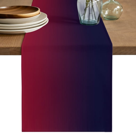Table Runner 36 Inch Long - Burgundy Red Gradient Ombre Decorative Table Scarf, Dark Maroon Shadow Dining Table Runners for Wedding Party Kitchen Dining Tables