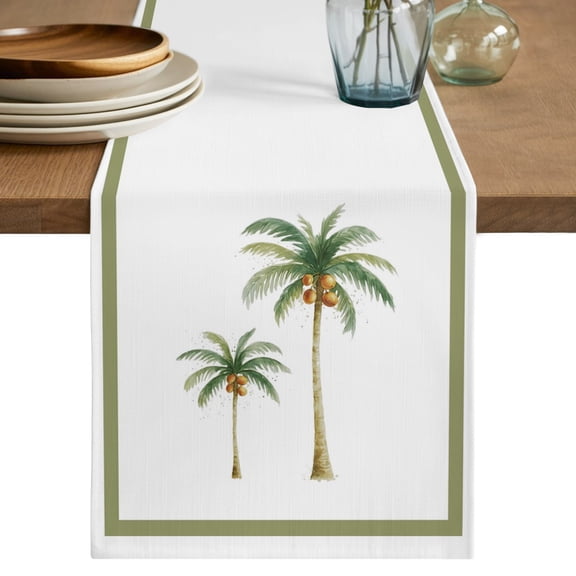 Table Runner 36 Inch Long - Coastal Boho Green Palm Trees Decorative Table Scarf, Summer Tropical Plants Dining Table Runners for Wedding Party Kitchen Dining Tables