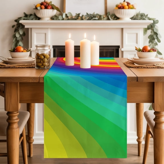 Table Runner 36 Inch Long - Colorful Rainbow Vortex Decorative Table Scarf, Seamless Swirl Pattern Art Dining Table Runners for Wedding Party Kitchen Dining Tables
