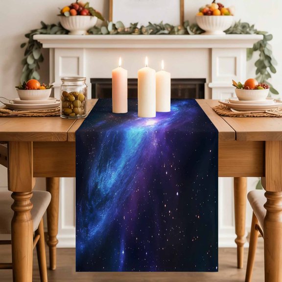 Table Runner 36 Inch Long - Cosmic Blue Purple Decorative Table Scarf, Galaxy Background Dining Table Runners for Wedding Party Kitchen Dining Tables