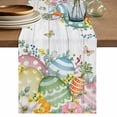 thumbnail image 1 of Table Runner - 36 Inch Long, Easter Eggs Kitchen Dining Table Runner Dresser Scarves, Spring Flowers Eucalyptus Leaves Wooden Grain Farmhouse Decor for Coffee Tables Wedding Party Banquet, 1 of 8