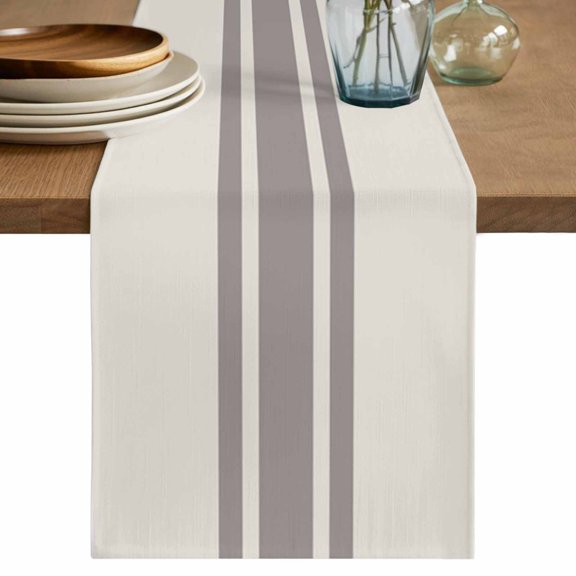 Table Runner 36 Inch Long - Farmhouse Classic Stripes Decorative Table Scarf, Gray Lines Dining Table Runners for Wedding Party Kitchen Dining Tables