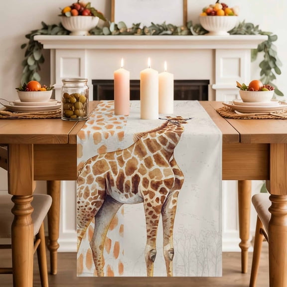 Table Runner 36 Inch Long - Giraffe Cute Animals Animal Print Decorative Table Scarf, Retro Branch Dining Table Runners for Wedding Party Kitchen Dining Tables