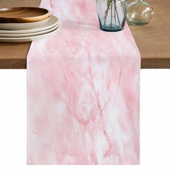 Table Runner 36 Inch Long - Gradient Pink Marble Texture Decorative Table Scarf, Modern Minimalist Art Dining Table Runners for Wedding Party Kitchen Dining Tables