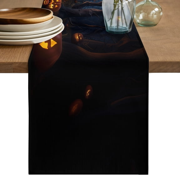 Table Runner 36 Inch Long - Halloween Night Horror Castle Moon Forest Decorative Table Scarf, Scary Pumpkin Ghost Dining Table Runners for Wedding Party Kitchen Dining Tables