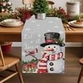 thumbnail image 1 of Table Runner 70 Inch Long - Let Snow Words on Gray BackgroundDecorative Table Scarf,Winter Snowman BirdDining Table Runners for Wedding Party Kitchen Dining Tables, 1 of 9