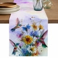 thumbnail image 1 of Table Runner - 36 Inch Long, Pink Purple Hummingbird Kitchen Dining Table Runner Dresser Scarves, Spring Oil Painting Sunflowers Farmhouse Decor for Coffee Tables Wedding Party Banquet, 1 of 8