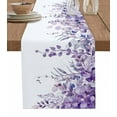 thumbnail image 1 of Table Runner 36 Inch Long - Spring Purple Eucalyptus Leaf on TopDecorative Table Scarf,Watercolor Botanical on WhiteDining Table Runners for Wedding Party Kitchen Dining Tables, 1 of 7