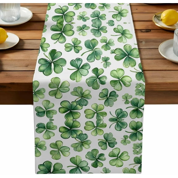 Table Runner 36 Inch Long - St. Patrick''s Day Shamrock Decorative Table Scarf, Spring Ombre Green Leaves Dining Table Runners for Wedding Party Kitchen Dining Tables
