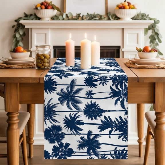 Table Runner 36 Inch Long - Summer Tropical Palm Tree Silhouette Decorative Table Scarf, Modern Tropical Theme Dining Table Runners for Wedding Party Kitchen Dining Tables