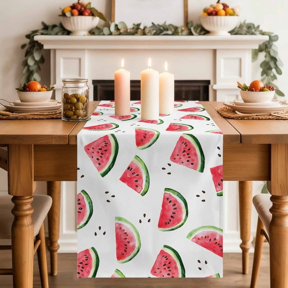 Table Runner 36 Inch Long - Summer Watermelon Seamless Decorative Table Scarf, Farm Fruit Harvest Dining Table Runners for Wedding Party Kitchen Dining Tables